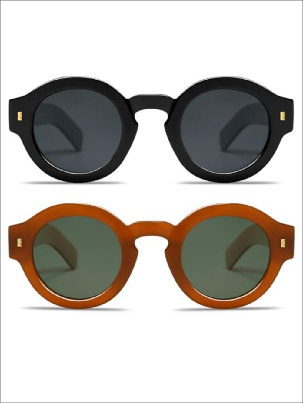 Round Polarized Retro Unisex Sunglasses UV400 Full Rim Plastic Frame